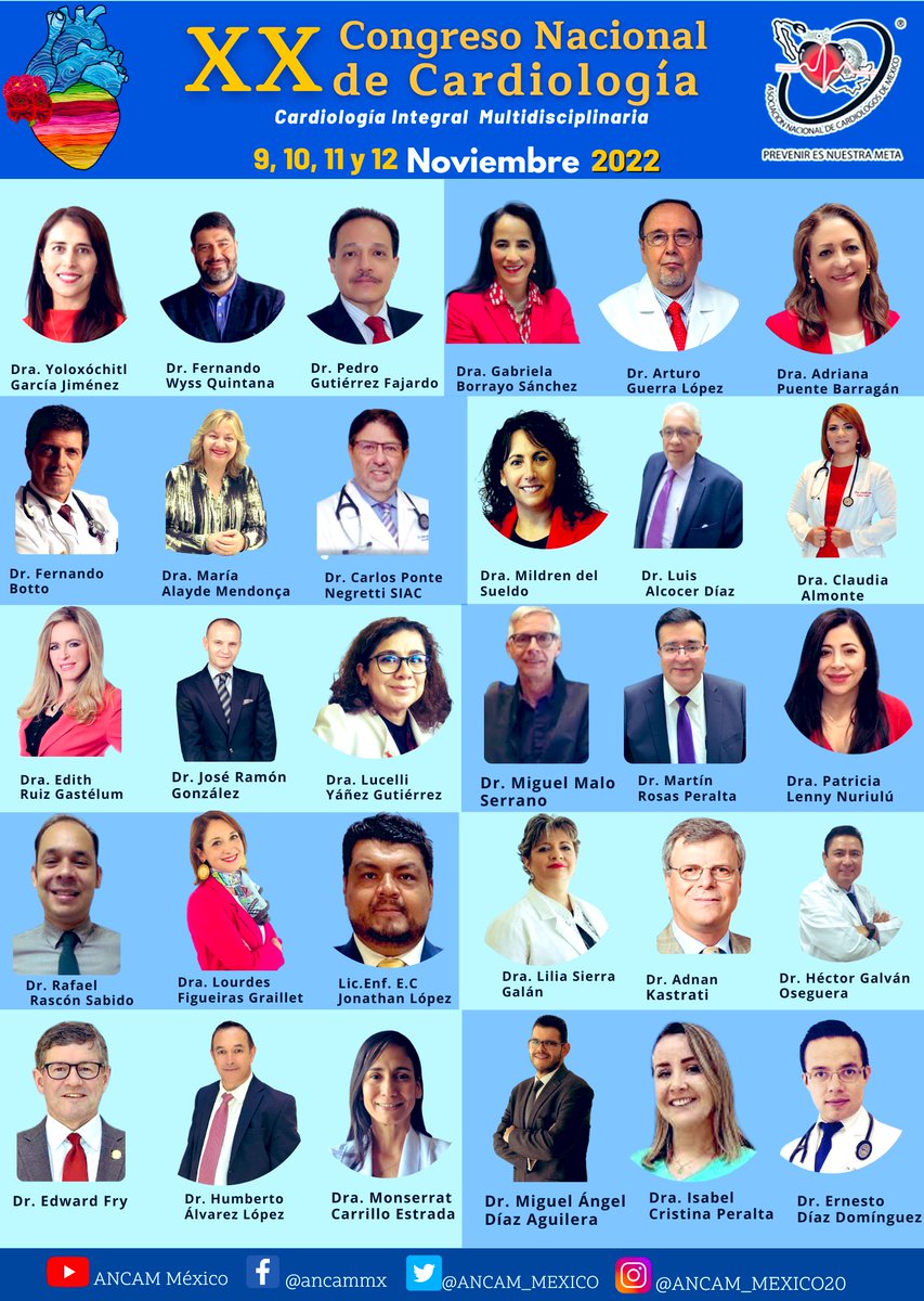ANCAM_MEXICO's tweet photo. ❗️Líderes en Cardiologia❗️
Reunidos de manera #presencial en el #CongresoANCAM2022 

📢Registrate y pregunta por nuestras #Becas 

✅Registro al Congreso 
https://t.co/BRxraLuQFX 

@JYologarcia @ferbotto @m_graillet @EdithRuizCardio @LucelliYaGutz @Mdelsueldo @g https://t.co/kHAghYCnmr