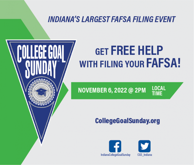 Seniors (and their parents/guardians): Are you concerned about how to pay for college? Filing the FAFSA might help. Need help filing? Attend College Goal Sunday THIS Sunday from 2-4. Locations found here: collegegoalsunday.org/locations/ <a href="/YorktownHighSch/">Yorktown High School</a> <a href="/YHSPublications/">YHSM</a> <a href="/CGS_Indiana/">College Goal Sunday</a>