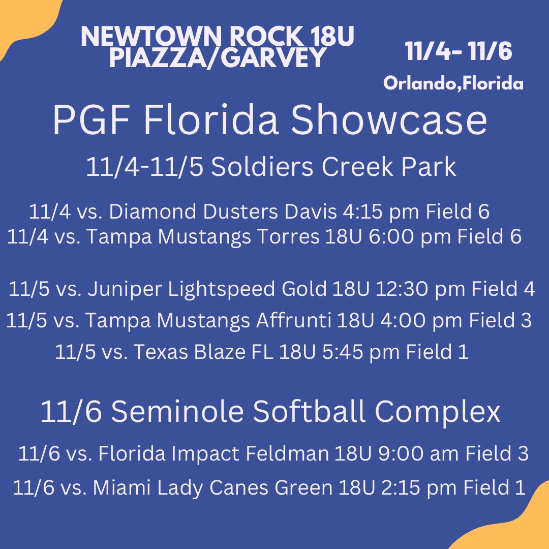 Schedule for this weekend in Orlando! Can’t wait @RockPiazza