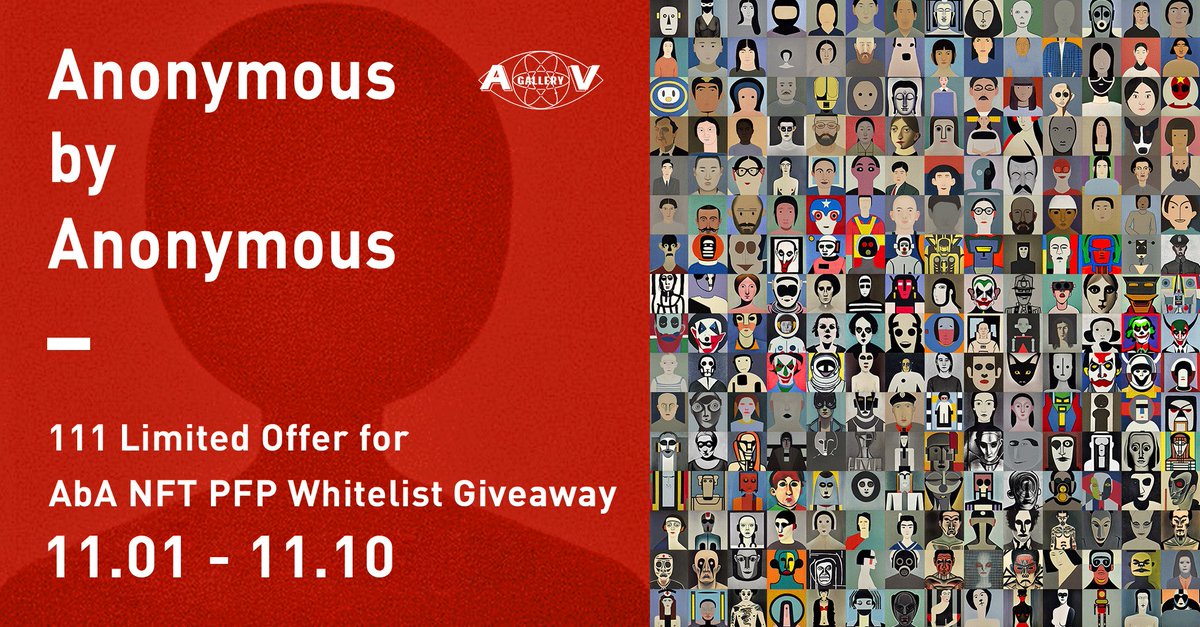 🛸𝐀𝐧𝐨𝐧𝐲𝐦𝐨𝐮𝐬𝐛𝐲𝐀𝐧𝐨𝐧𝐲𝐦𝐨𝐮𝐬🛸
🎁 111 Limited Offer for AbA #NFT #PFP Whitelist Giveaway

➡️Follow <a href="/9_anonymous_9/">artist_anonymous</a> <a href="/Atomic_Visual/">A/V GALLERY</a> 
➡️RT+❤️
➡️Finish task on @Quest3_xyz
app.quest3.xyz/quest/70165568…

⏰11.01 - 11.10