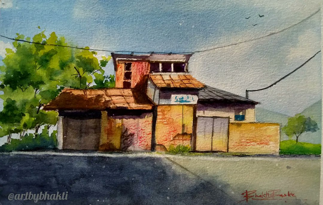 BBashte's tweet photo. Watercolor on paper ❤️ 💚 
#Watercolor #art #Artists #watercolorpainting #ArtistOnTwitter #Watercolourpainting #Illustrations #paintingoftheday #landscapes https://t.co/YVLbSqju7C