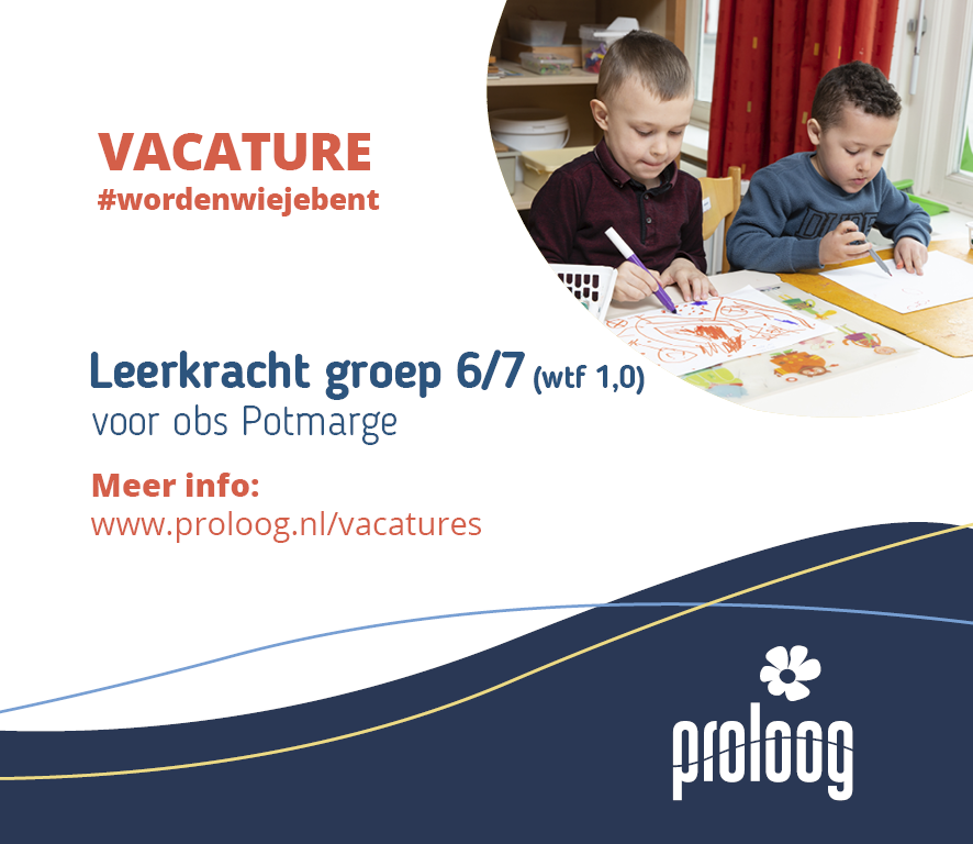 VACATURE | Wij zijn voor obs Potmarge in Leeuwarden per direct op zoek naar een enthousiaste leerkracht voor groep 6/7. Ben jij een betrokken, enthousiaste en energieke teamplayer? En wil jij écht verschil kunnen maken? Solliciteer dan! Meer info 👉🏻 proloog.nl/Werken-bij/Vac…
