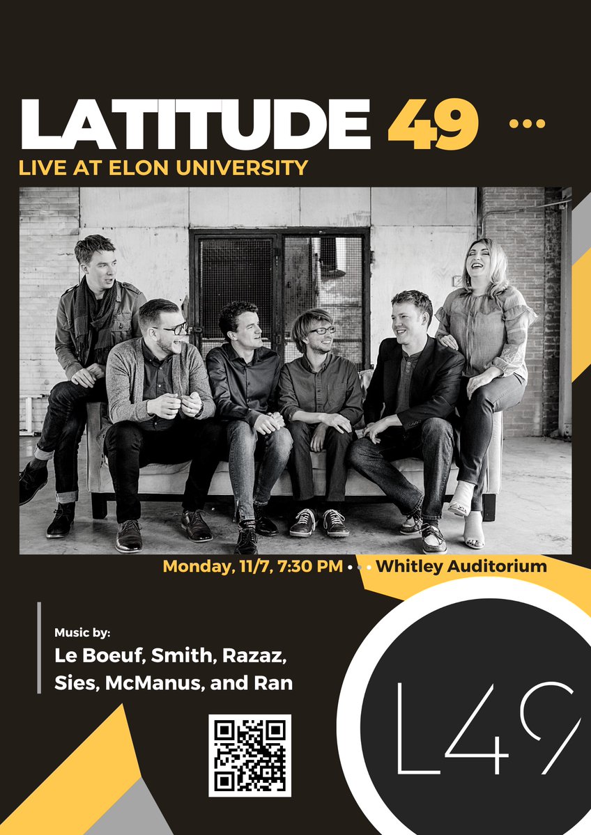 Join Latitude 49 in their in-residence concert in Whitley Auditorium on Monday, November 7, 2022 at 7:30pm! This concert will feature 2 World Premiere performances, so be sure to attend what will be a fantastic show! This event is free and open to the public.