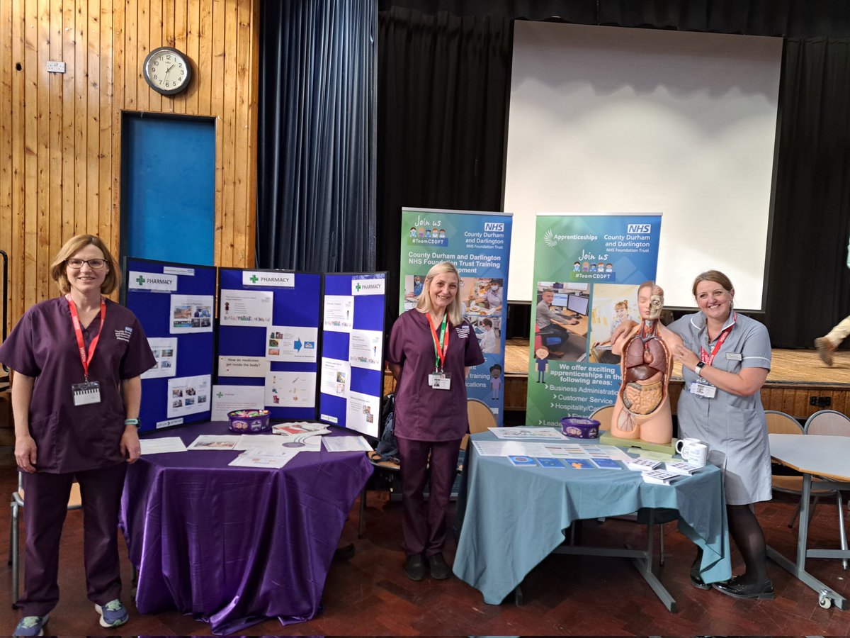 Out and about representing <a href="/CDDFTNHS/">County Durham and Darlington NHS Foundation Trust</a> at Ferryhill School careers fair today. Looking forward to chatting to the students about NHS careers. <a href="/CDDFTpharmacy/">CDDFT Pharmacy</a> <a href="/BurnKathryn/">Kathryn Burn</a> <a href="/wayneghall/">Wayne Hall #QTLS #NHS</a> #TeamCDDFT