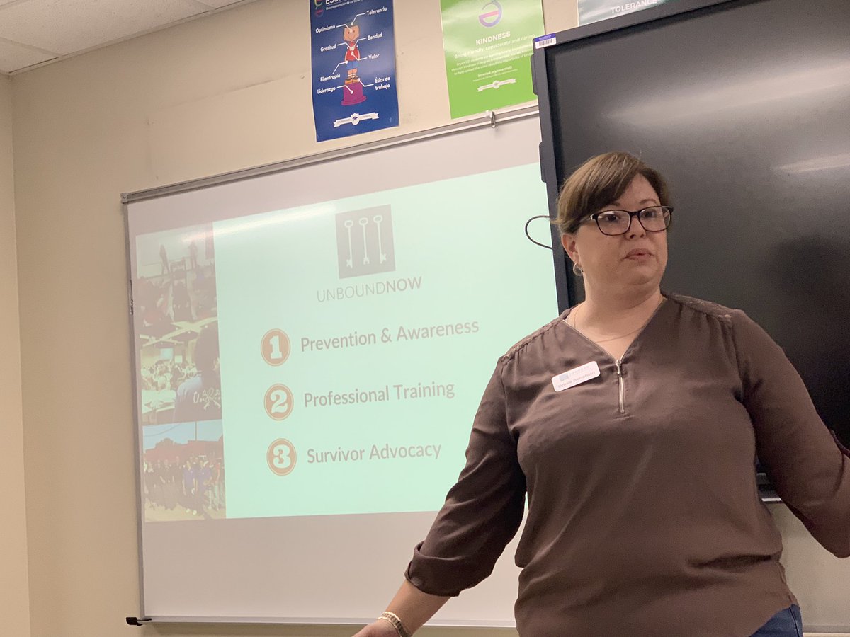 We are receiving training this morning from Unboundnow.  We are discussing trafficking.