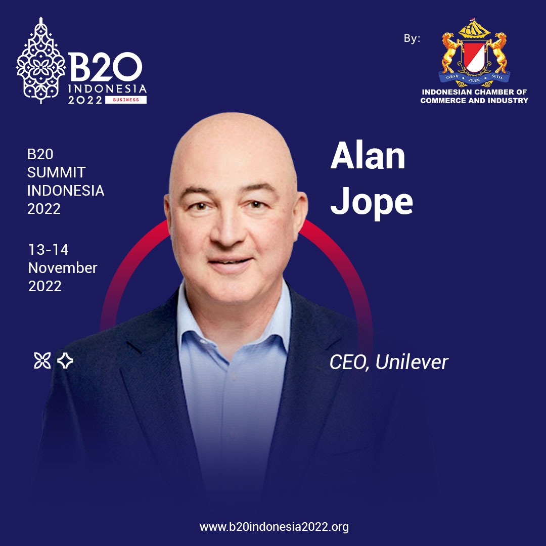 b20's tweet photo. 2. Alan Jope
CEO, Unilever

#B20 #B20Indonesia2022 #B20Summit #RecoverTogetherRecoverStronger #B20isBack #G20 https://t.co/ZvJ0VEFzQf
