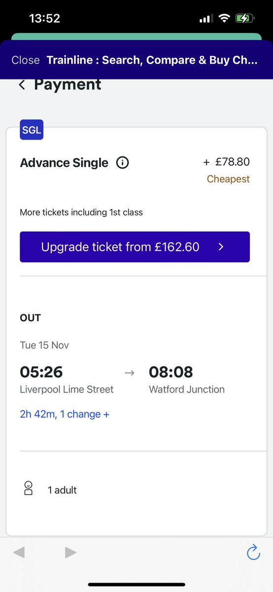 Lisvegas's tweet photo. @thetrainline @AvantiWestCoast - just need your advice. I paid for a ticket from LPL> WFJ on the 15th however it’s been cancelled. When I try to rebook I’m being asked to pay an extra £78-£90 for another train that arrives at a similar time? Why do I have to pay the extra? https://t.co/vZ1rfrOllQ