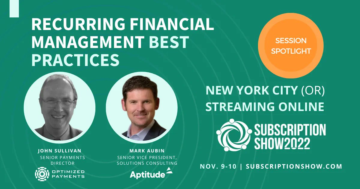 KGSexton's tweet photo. 8 DAYS until #SubShow22! Join us Nov. 9-10 to hear from experts John Sullivan of @Optimizedpmts & Mark Aubin of @aptitude_subs on financial best practices for recurring businesses. Register here: https://t.co/BLnlyx2eaU
#SubscriptionShow22 #JohnSullivan #MarkAubin https://t.co/k1o19ZyJDI