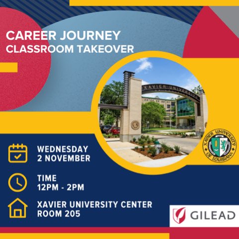 Gilead Sciences is offering an opportunity for our students to learn more about internships and career opportunities with their global company. Gilead offers internships and career opportunities in an array of disciplines and focus areas. Lunch will be served at the event.
