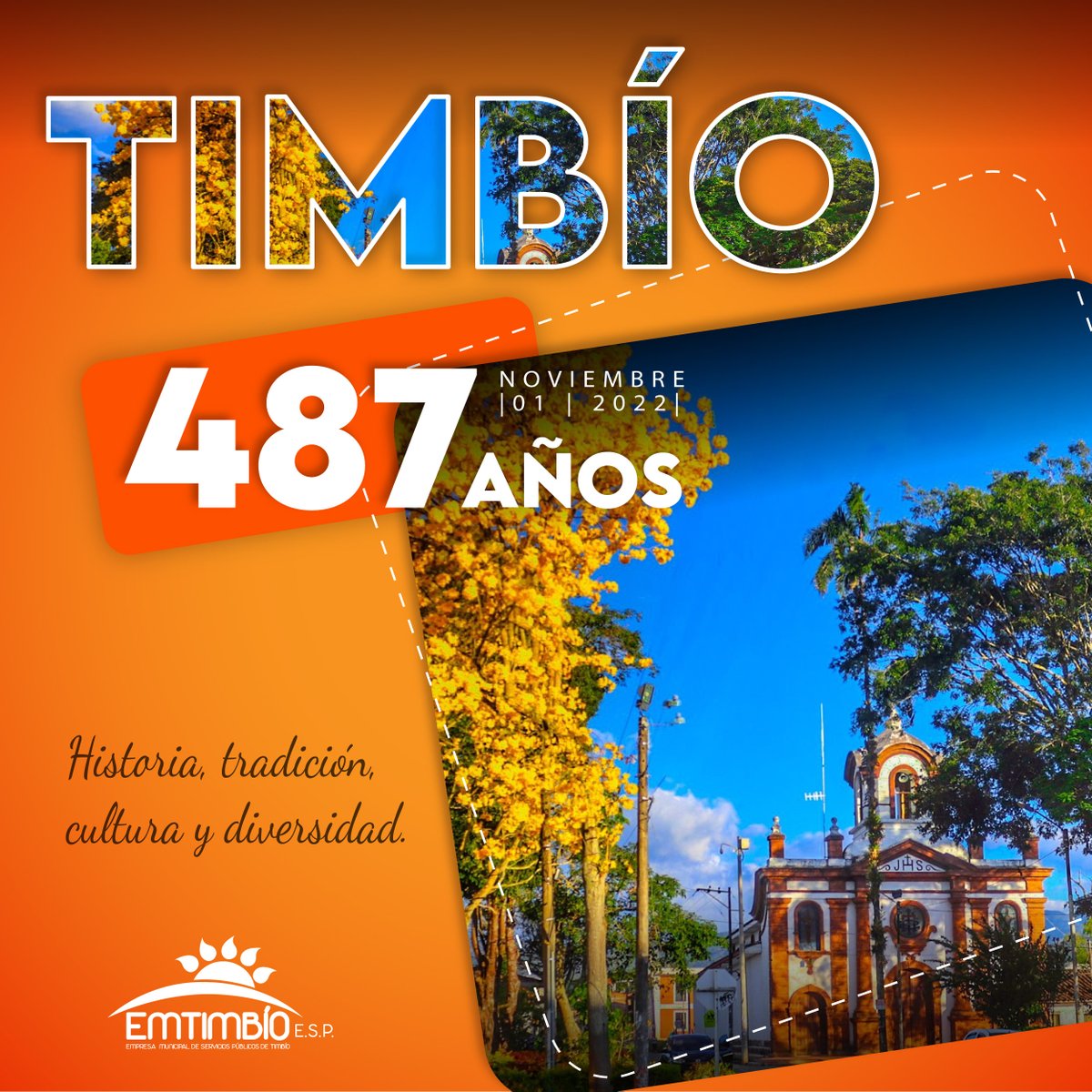 emtimbio's tweet photo. #Timbío #487años 🧡#Conmemoración| Hoy conmemoramos el nacimiento de nuestro Municipio, celebramos nuestra historia, tradición, cultura y diversidad, celebramos a nuestra gente.
¡Feliz Cumpleaños timbianos!
#SomosEMTIMBÍO y #SeguimosTrabajandoPorTi https://t.co/yhHCexE2w3