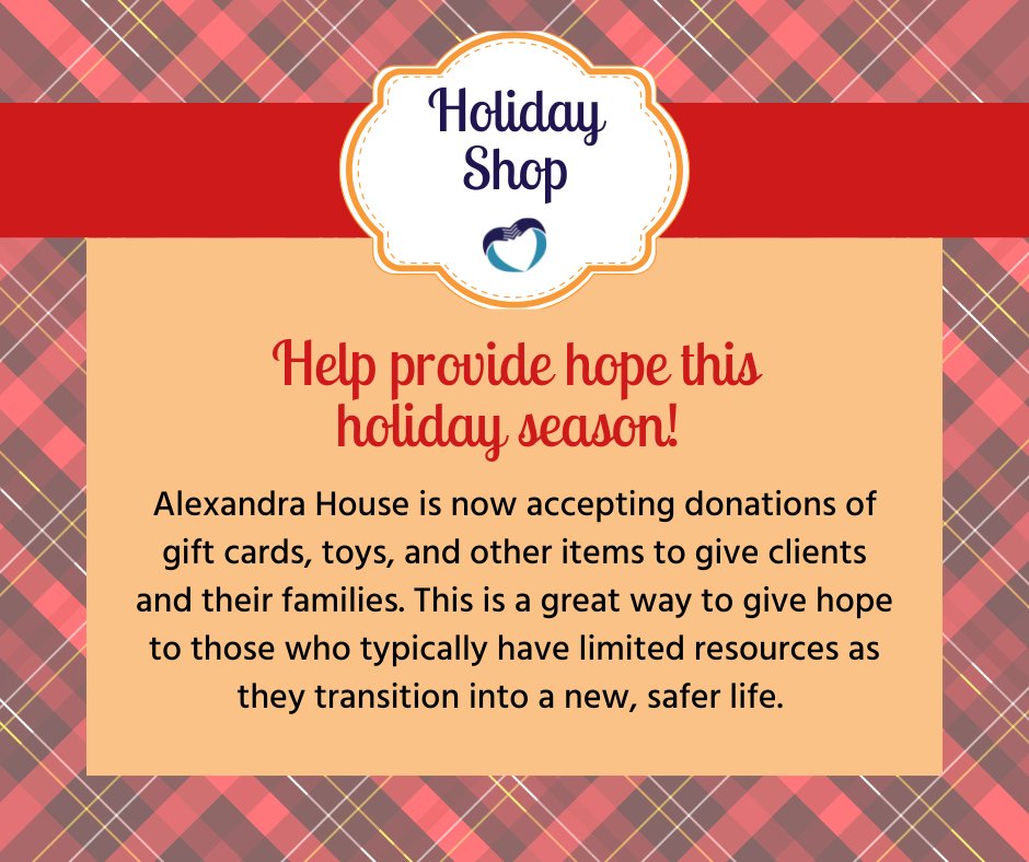 Alexandra House Holiday Shop is just around the corner. We invite you to join us in providing survivors with a sense of comfort and joy during a particularly difficult time. We’re accepting donations through Dec 9, and check out our wishlist here: ow.ly/SrqU50L7CCJ