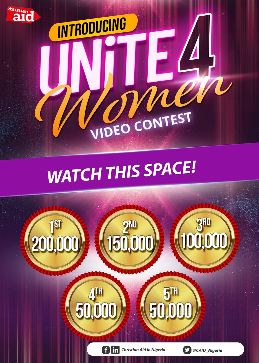 CAID_Nigeria's tweet image. Submissions has commenced!!

On 3, 2, 1...Action!

#Unite4Women video contest is live🎤💃🕺

Are you ready to send in your creative content?

We look forward to receiving your Innovative Drama Skits, Poetry, Dance Videos, Animations, Musicals and other Arts Performances.