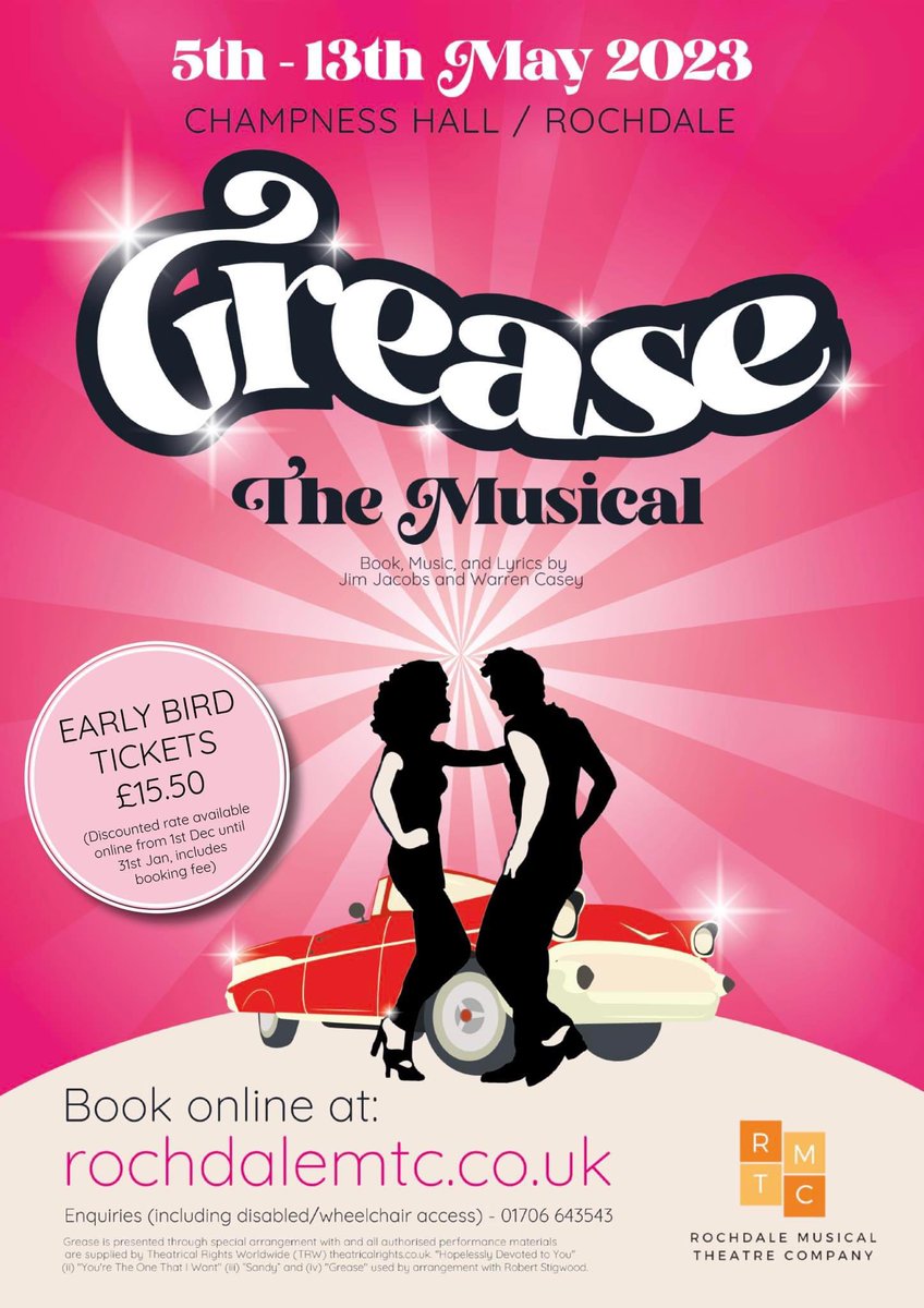rochdalemusical's tweet photo. ⭐️SHOW ANNOUNCEMENT⭐️

Following the huge success of Legally Blonde and The Producers, we are so excited to finally be able to share the news that our next production will be GREASE!! https://t.co/Pf3Btvf4Os