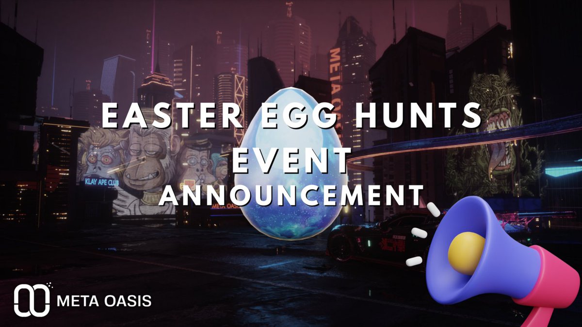 Updated our #MetaOasis 2nd test version🎉

 Also, we will start our #EasterEgg Hunts Game Ranking Event for tomorrow!

 And  will #airdrop $MOA Tokens to those who find the most Easter Eggs as big reward!🚀🚀🚀

🏴Medium🔗 url.kr/fae2mw

#METAVERSE @KLAYAPE @KLAYMUTANT