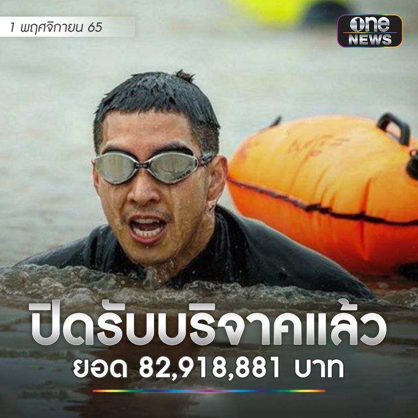 ปิดรับบริจาคแล้ว! โครงการ ONE MAN AND THE RIVER หนึ่งคนว่าย หลายคนให้ 
ที่ #โตโน่ภาคิน คำวิลัยศักดิ์ นักร้อง-นักแสดงชื่อดัง จัดโครงการว่ายน้ำข้ามโขง เพื่อหารายได้ช่วยซื้ออุปกรณ์ทางการแพทย์ 
โดยยอดบริจาคทั้งหมดคือ 82,918,881 บาท