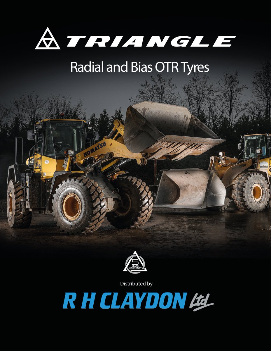 R_H_Claydon_Ltd's tweet photo. Triangle OTR Tyres are exclusive to RH Claydon. Boasting an impressive 5 year warranty they are O.E fitment on many machines including Caterpillar, Sany, Hyundai and Hitachi to name a few.
#otrtyres #triangletires #deliveryservice #tyrewholesaler #earthmover #dumptruck https://t.co/hAii6kNmb5
