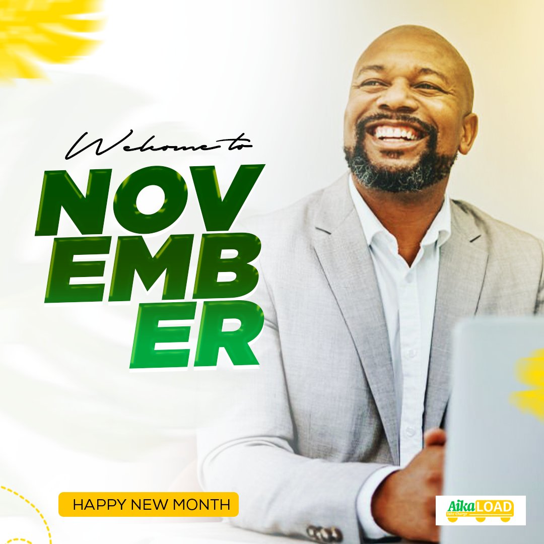 aikaload's tweet photo. Welcome to the 11th month.
Happy joyous November from team Aikapremium
Cheers to greater heights

#newmonth #november #novemberdelivery #truckowners #trucks #latestnews #freight #tuesdaydelivery #logisticscompany #loads #getyourpvc #deliveries #nigerianlogistics https://t.co/v5IzNveWQU