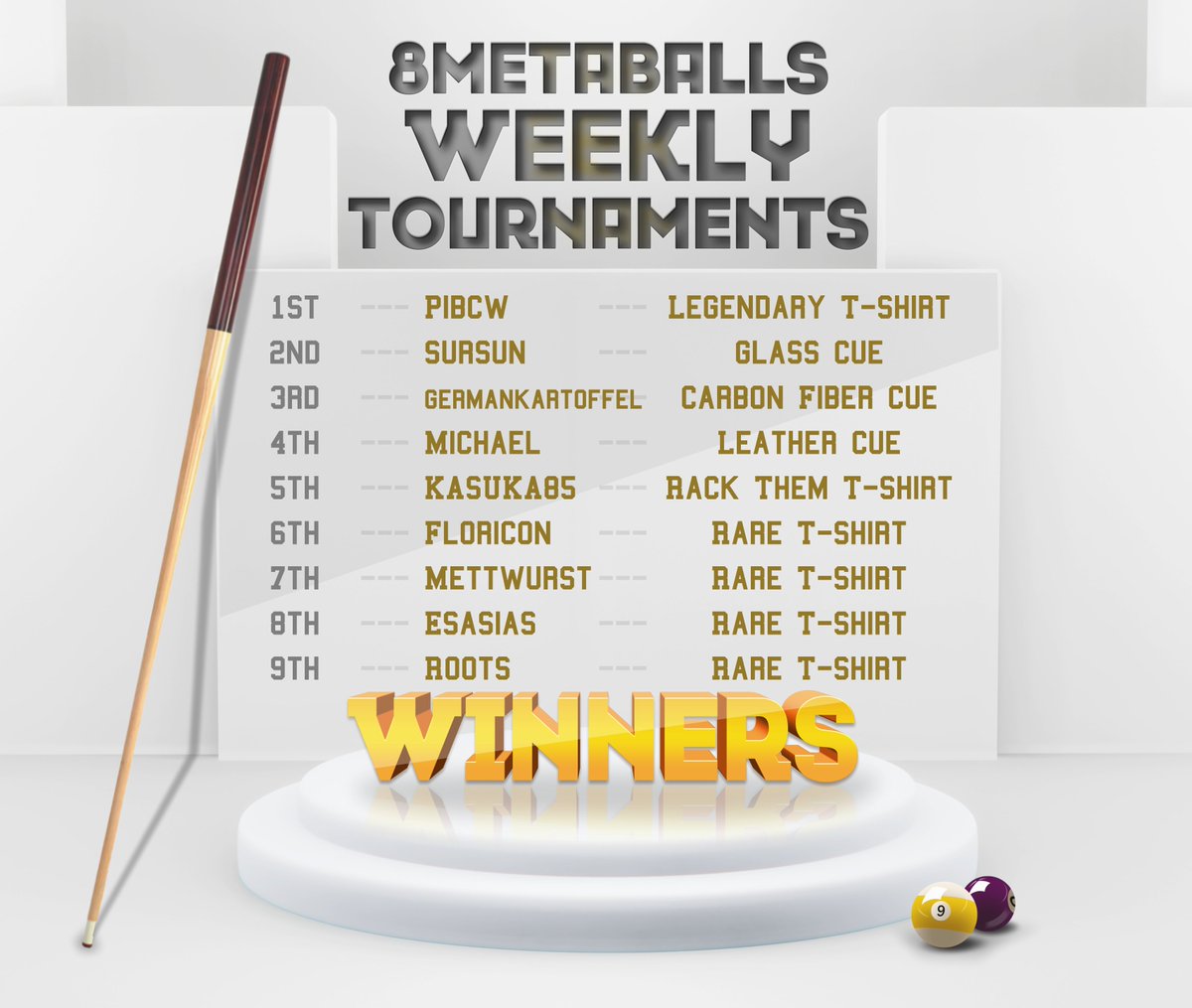8Metaballs's tweet photo. WEEK 13
🎱 All Rewards Have Been Sent 🎱
#decentraland #p2e #pool #billiard https://t.co/6zLDeS7no0