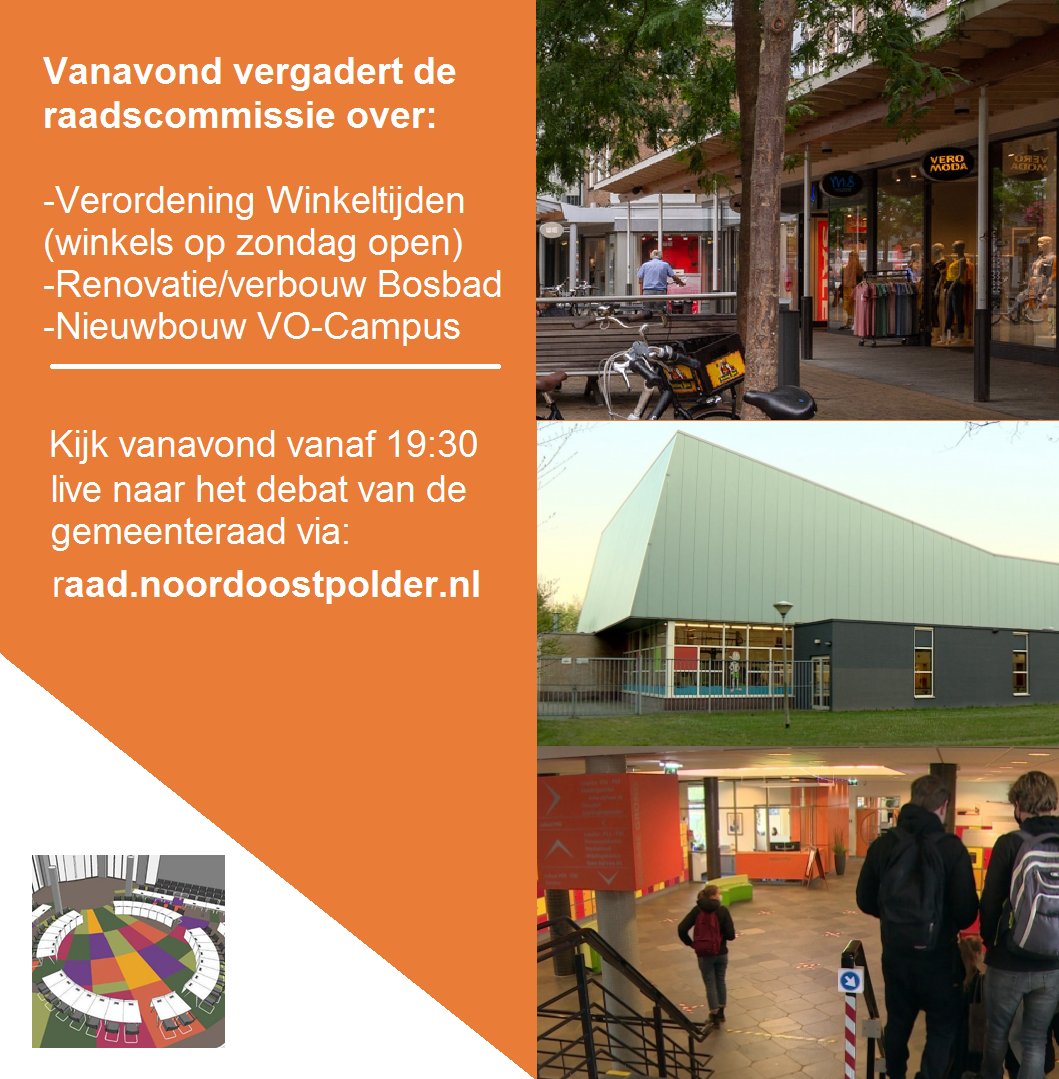 RaadNOP's tweet photo. Moet de gemeente #winkels de ruimte geven om zelf te bepalen of zij op #zondag open gaan? Volg vanavond het debat! Ook staan de #verbouw van zwembad het #Bosbad en de #nieuwbouw van de VO-Campus op de agenda. Volg vanaf 19.30 uur live via: https://t.co/PtSCBKNfJb 📺 https://t.co/nkrY6kxz05