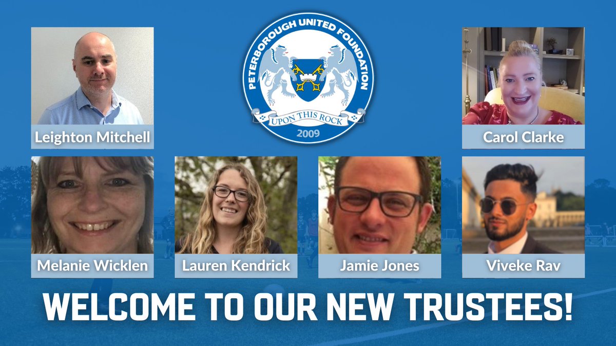 poshfoundation's tweet photo. 🤝 A very warm welcome to Leighton Mitchell, Melanie Wicklen, Lauren Kendrick, Jamie Jones, Viveke Rav &amp; Carol Clarke - our newest trustees at Peterborough United Foundaton!

#pufc https://t.co/RuXvyagUb9