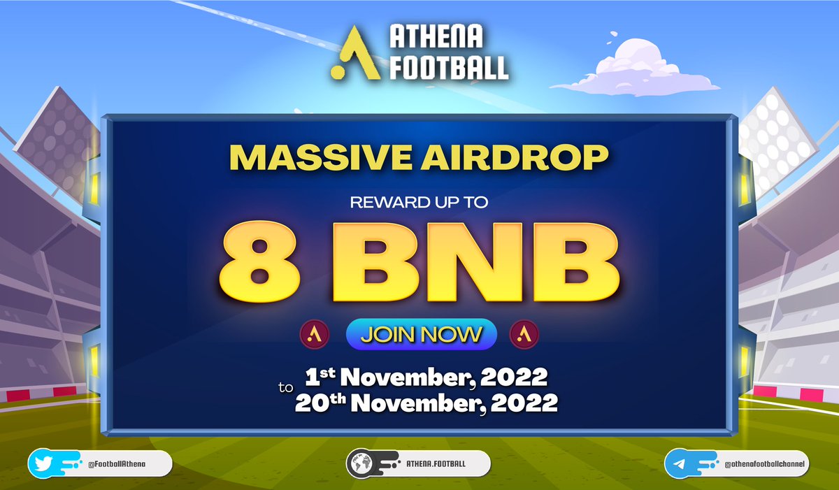 FootballAthena's tweet photo. 🔥 ATHENA FOOTBALL - MASSIVE AIRDROP🔥

📌 Detailed: https://t.co/Z3I9LPGrK7

➡️Social channel: https://t.co/FVbth9HSNu https://t.co/ooNdtmSbA6