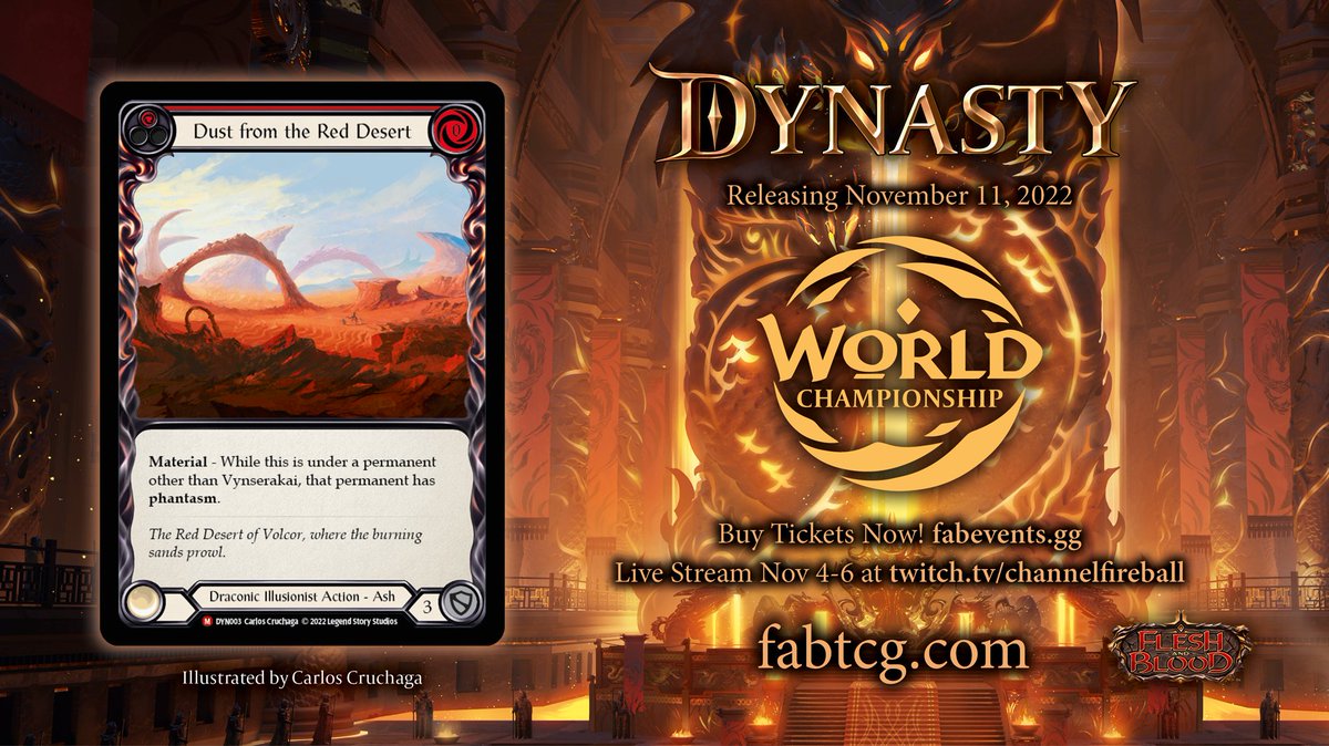 Love dragons? Unleash Vynserakai's full potential - no phantasm - with our #FaBDynasty preview card! #fabtcg

Giveaway: Dust from the Red Desert majestic rainbow foil + 3 packs of Emperor Art Sleeves. RT to enter.

Follow/enable DMs so we can contact you if you win.