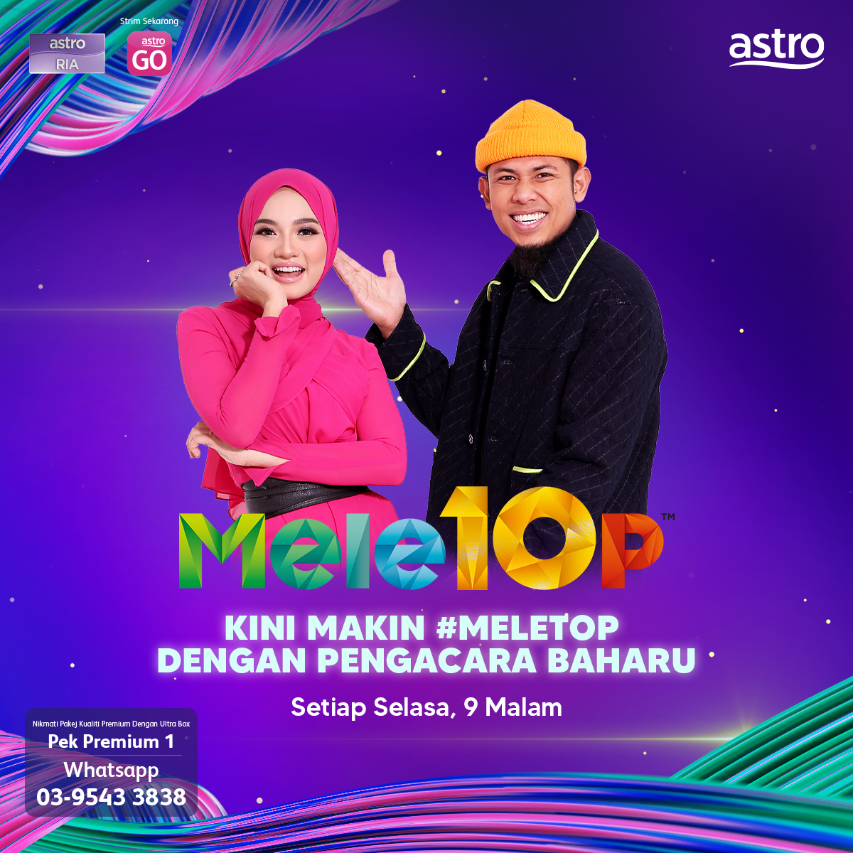 MyMeleTOP's tweet photo. Walaupun berusia 10 tahun, gerenti MeleTOP akan #MakinMeleTOP dengan pengacara baharu kita, @HawaRizwana

Astro Baharu. Strim tanpa gangguan hujan dengan Astro Ultra Box. PEK PREMIUM 1 WhatsApp “NAK ASTRO” ke 03-9543 3838
#MeleTOP #Konsert10QMeleTOP https://t.co/SRwLR9vcO0