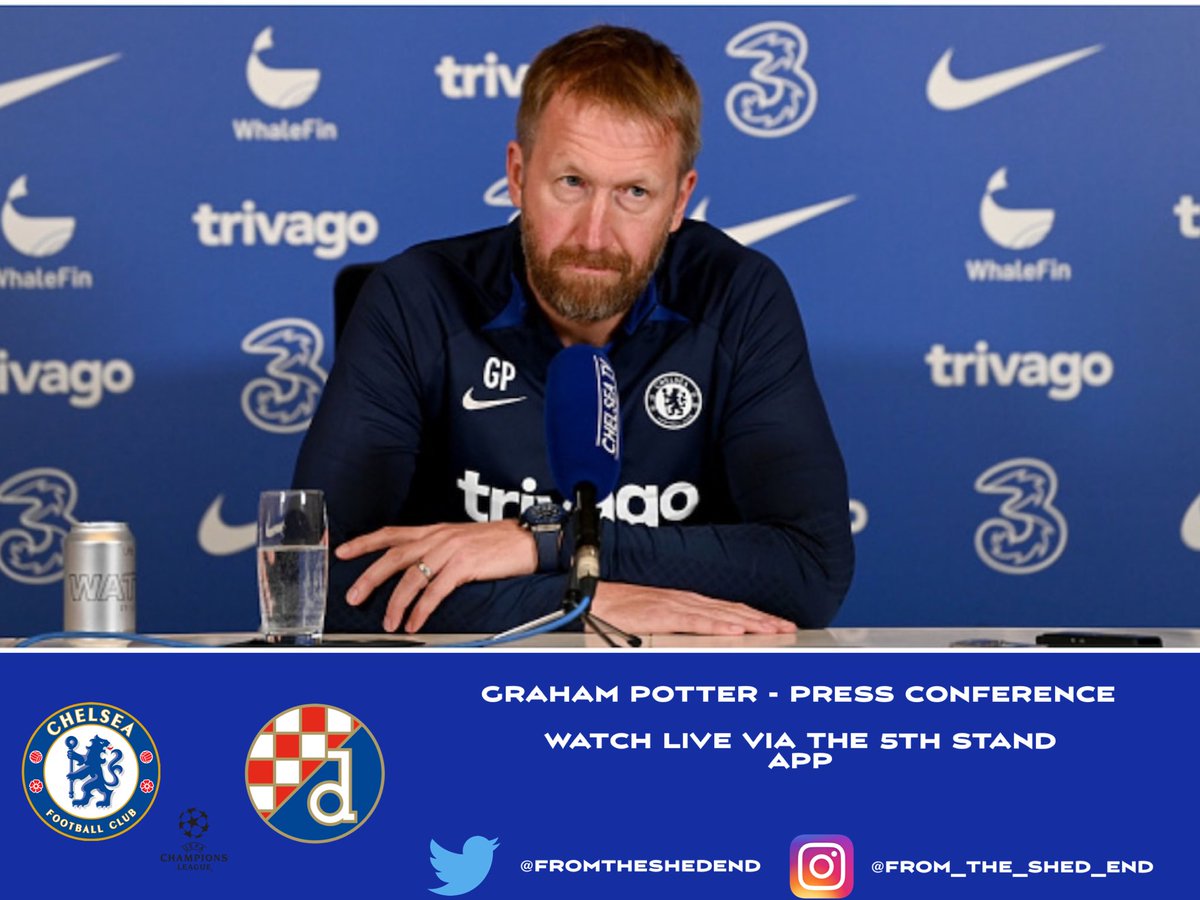 FromTheShedEnd's tweet photo. Graham Potter will hold his pre-@gnkdinamo press conference at 3:00pm today

You can watch via the 5th Stand App 📱

#CFC | #CHEZAR| @ChelseaFC | #UCL https://t.co/Z66c12kFGY