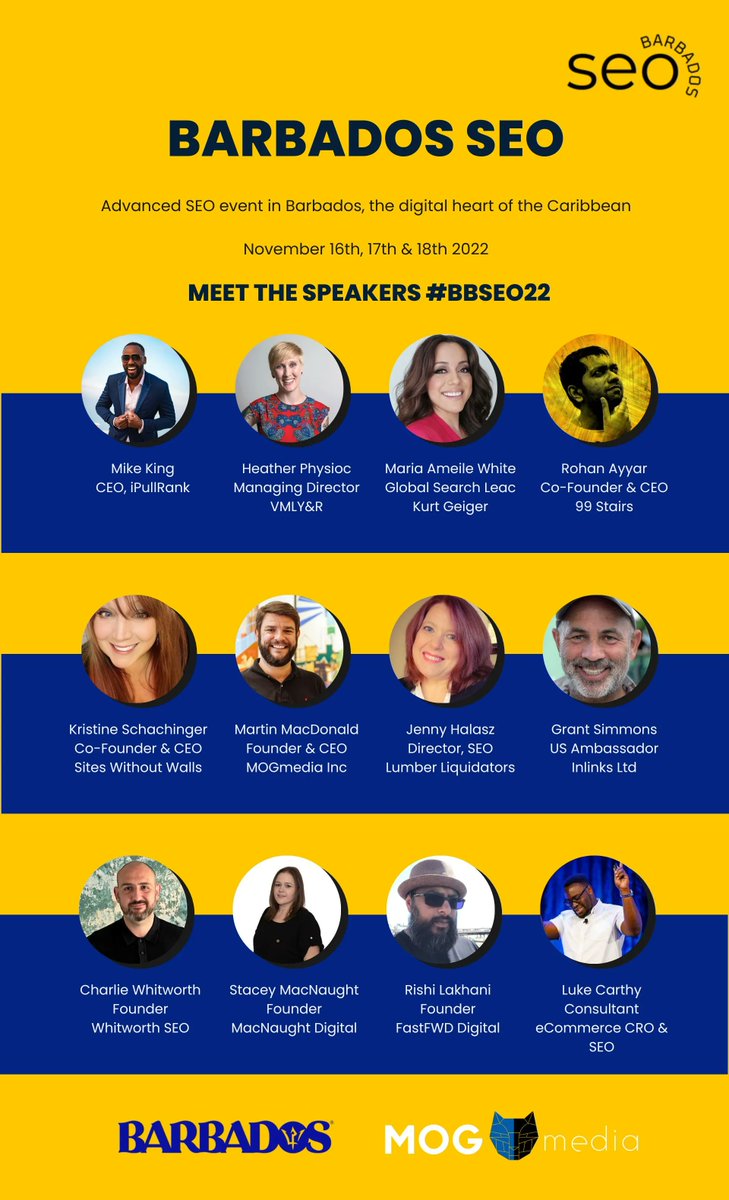 ⏳ The clocks are ticking and #BBSEO is only 16 sleeps away. Come join us and you'll learn from the very best in the #SEO Industry while basking in the #Barbados sun. Get your tickets here buff.ly/3Wi2cnX @searchmartin @iPullRank @MrLukeCarthy @simmonet @schachin