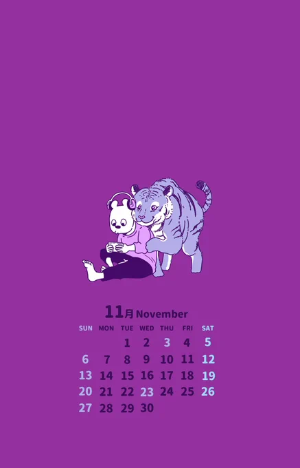 11月のカレンダーです。#wakuta 