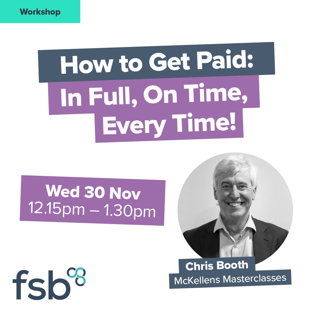 Managing #cashflow better &amp; getting paid in full - &amp; on time - are even more important for small firms during leaner times of recession. Join us for this free but brilliant session where you'll learn exactly How to Get Paid, On Time, Everytime! #getpaid   fsb.org.uk/event-calendar…