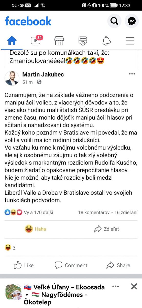 HlavacovaSim's tweet photo. volby….prehral som….vsetci ma volili…MANIPULACIA.

robi to len pre pozornost, musi. stale nechcem verit, ze su ludia az takto mimo reality 🫣 #clout #traged 

vzala som z fb skupiny: zverejnujeme dezolatov, konspiracie a hoaxy https://t.co/TOJmI6ipg3