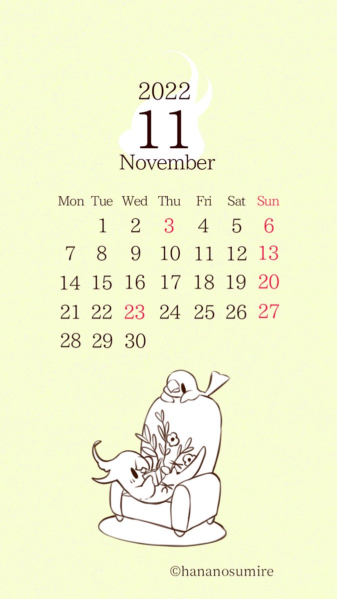 🐤ことりちゃんカレンダー🦜
お待たせしましたー!
11月のカレンダー配布させていただきます✨

▽フルカラー版はFANBOX支援者様限定▽
https://t.co/Lve1uqGB6u

#カレンダー配布 