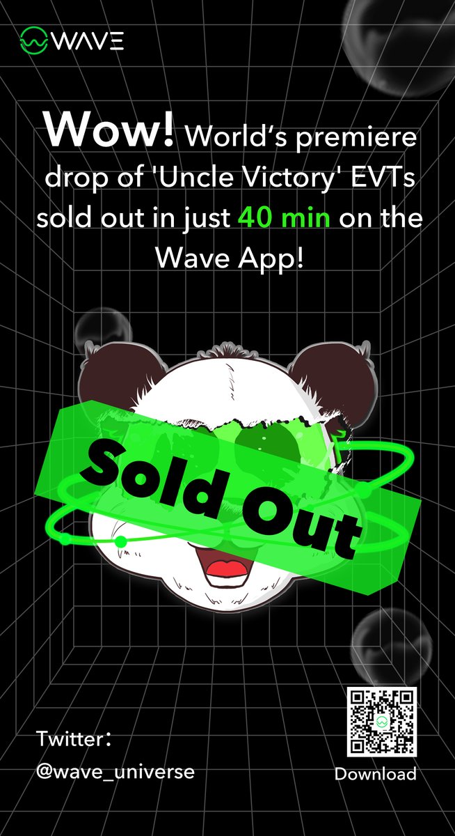 wave_universe's tweet photo. Wow! World‘s premiere drop of 'Victory' EVTs sold out in just 40 min on the Wave App!
#web3 #EVT #NFTs #Blockchain #Crypto https://t.co/Il0TalgJlo