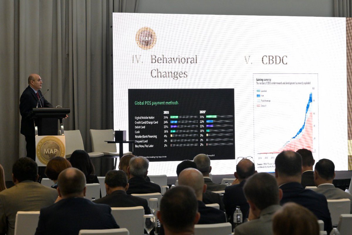 mapconference's tweet photo. Keynote of our Managing Director Mr. @MazenMhamdan94 on the opening ceremony of the @mapconference 5th edition, taking place today at the @sheratondubai.

#mapconference #mintandprint #internationalconference #dubai2022 #centralbanks #banknotes #currency https://t.co/XWpvsI5aP4