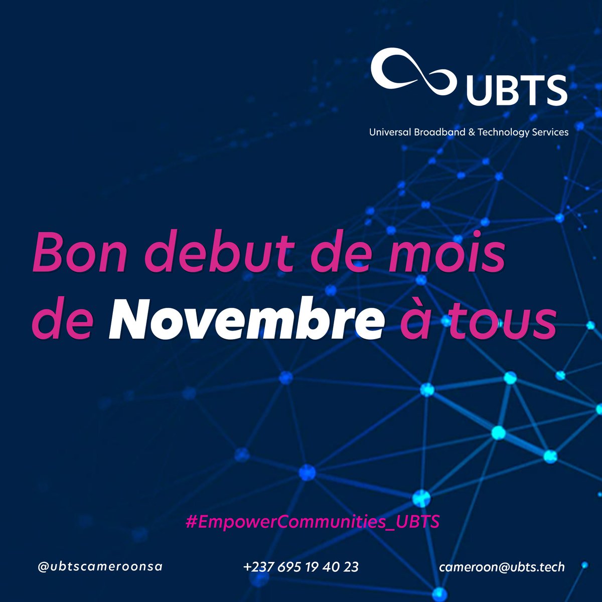 ubtscameroonsa's tweet photo. Joyeux nouveau mois! Que les jours de ce mois ne se perdent pas.
#empowercommunities_ubts https://t.co/rN1Sa4Z1DV