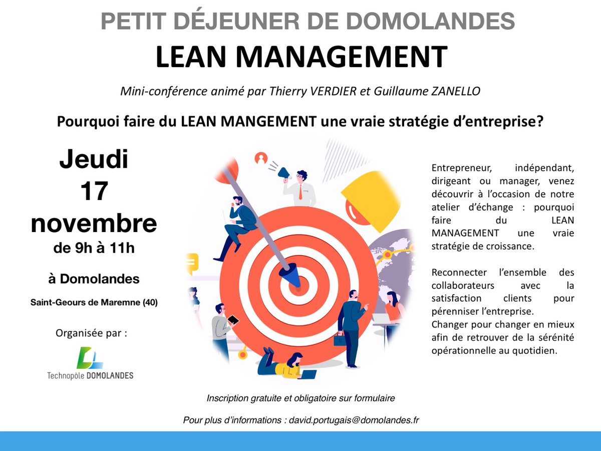 Save the Date - Petit Déjeuner : POURQUOI FAIRE DU #LEAN MANAGEMENT UNE VRAIE STRATÉGIE D’ENTREPRISE ? - jeudi 17 novembre
forms.gle/vNoDqSi18uzm24…