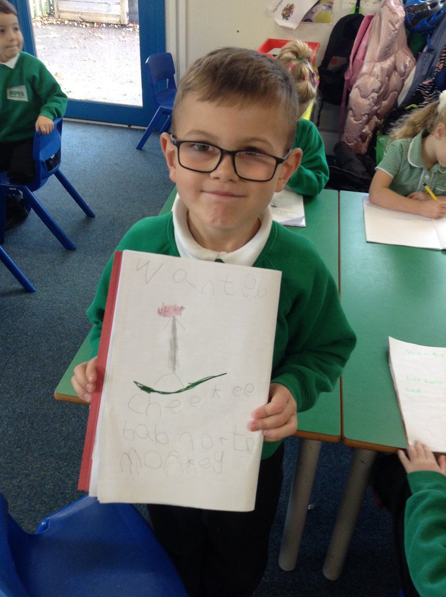NovaPrimary's tweet photo. Our Year 1 authors have been making wanted posters for some very cheeky monkeys from our new story Monkey See Monkey Do! We have been using our phonics to make plausible attempts at words we want to spell. #nostartoofar #talk4writing #beingauthors #year1writing https://t.co/lTLIbez2fE