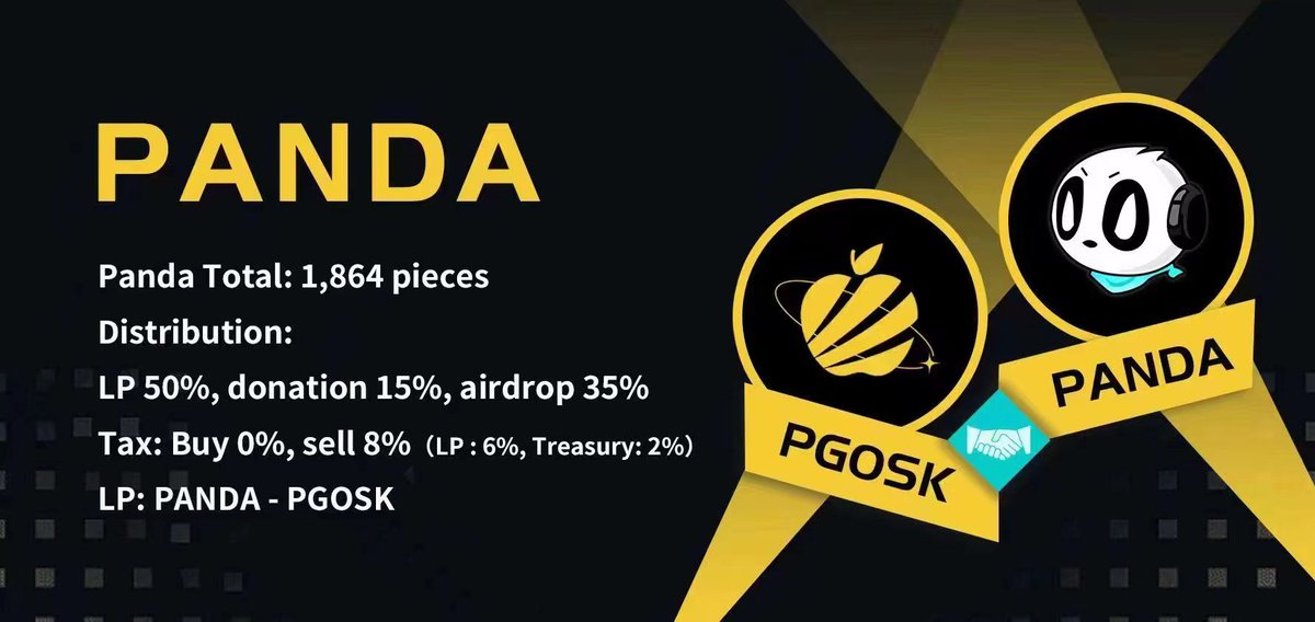 pgswap's tweet photo. 🍎⊙🐼PGOSK platform is very optimistic about PANDA DAO's concept of "saving pandas". Strategic cooperation has been initially reached.🎉
 Part of PANDA will be airmailed to PGOSK and PGOSK LP holders, and PANDA will be launched on PGSwap in the near future.🚀
#PANDA https://t.co/UZmTPzPyri