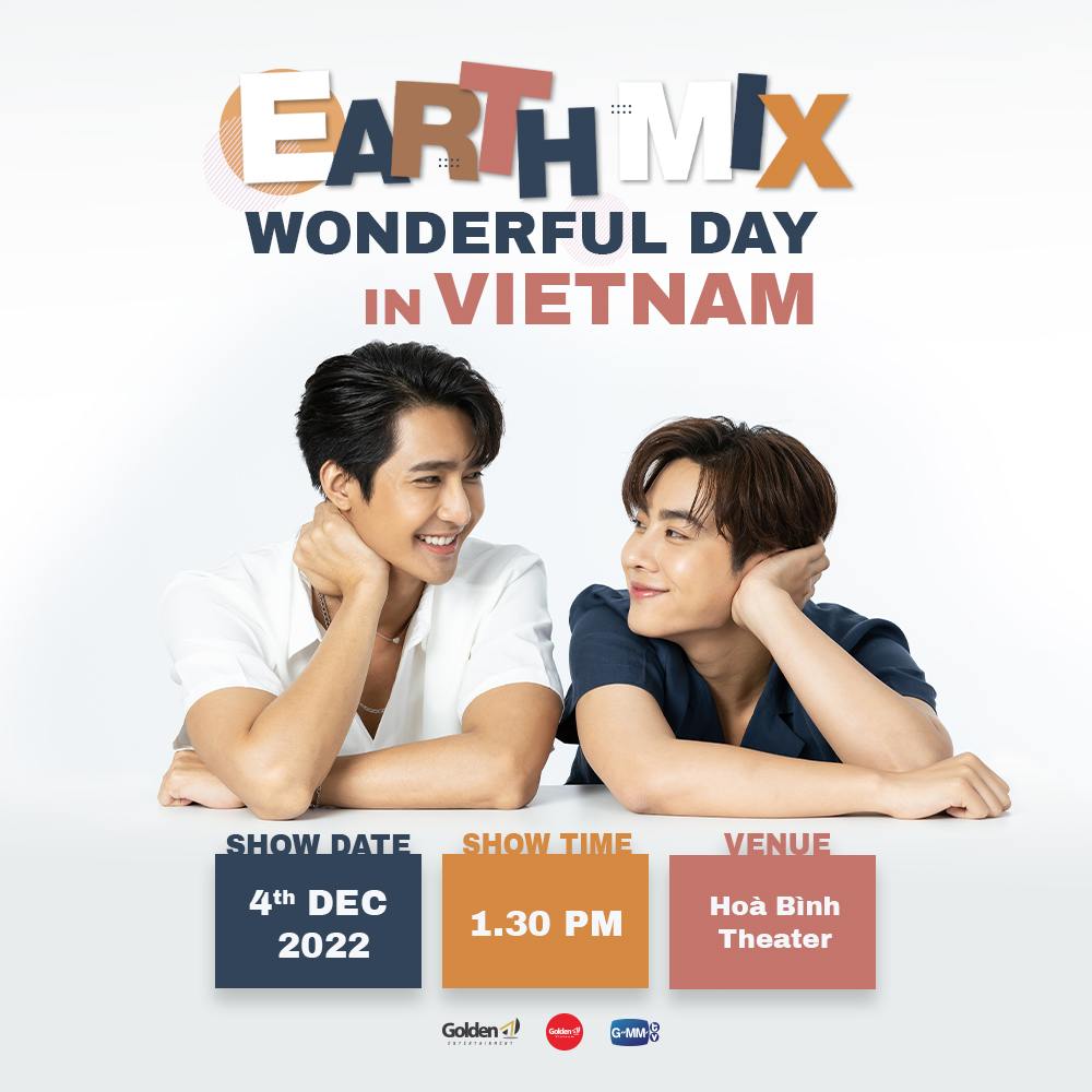 GMMTV's tweet photo. Are you ready for #EarthMixWonderfulDayinVietnam ?

It’s time to check for ticket information and fan benefits!!

Please prepare yourself.
Ticket website: https://t.co/mIfloiVWtU
From 10 a.m this 5th November 

#seeyouEarthMix
#EarthMix #เอิร์ทมิกซ์
@Earth_Pirapat @wixxiws https://t.co/LC943xY1R8