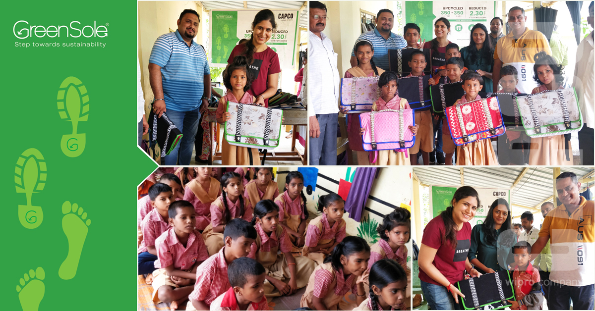 therealpeevee's tweet photo. Capco India collaborated with Greensole to provide the 350 footwear and 350 bags to underprivileged kids by refurbishing old shoes. The initiative reduced 2.3 tons of the carbon emission to our environment and created employment opportunities for women in rural areas.
 
#BYAW https://t.co/d44n0Kai2h