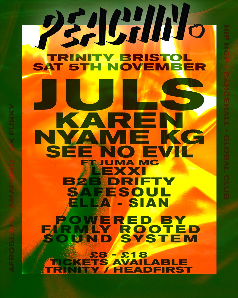 ⁣⁣⁣🍹<a href="/Peachin_Bristol/">Peachin</a> this weekend <a href="/TrinityBristol/">Trinity Bristol</a>  w/ this fire LINE UP🍹

🚀See You Soon Bristol🚀

⁣🎟Tickets: ⁣bit.ly/3flkhRi