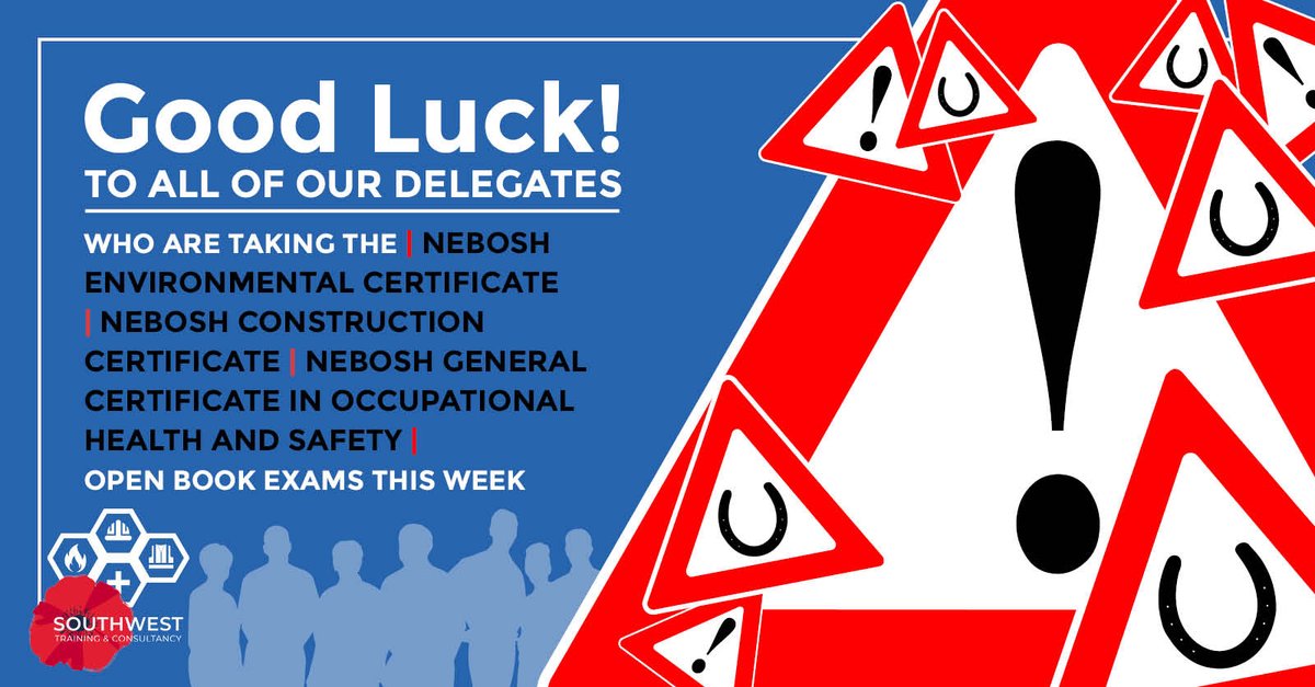 #goodluck to our delegates for their <a href="/NEBOSH/">Neville Heyliger</a> Exams this week. bit.ly/3g14Vzs bit.ly/3EgqiGM bit.ly/2V6haC9 #healthandsafety #nebosh #southwesthealthandsafetytraining #career #exam #safety #learning #learninganddevelopment #healthandsafetytraining