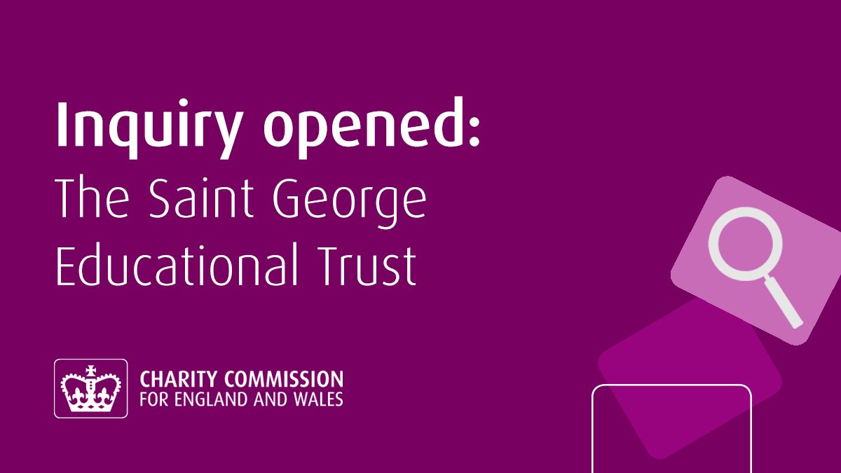 ChtyCommission's tweet image. We've opened an inquiry into The Saint George Educational Trust and have taken action, including freezing a bank account holding the charity's funds so that no one can access or move these without our consent.

Read more: gov.uk/government/new…