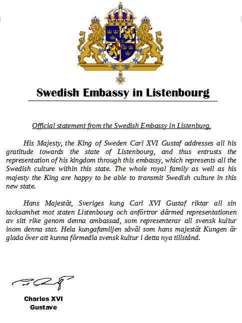 Swedish Embassy in Listenbourg tweet media