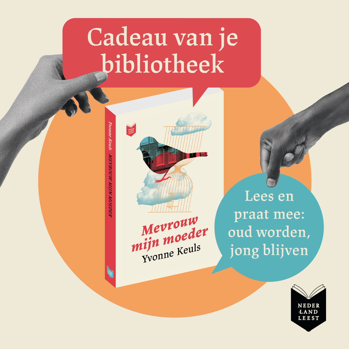 Deze hele maand krijg je Mevrouw mijn moeder van Yvonne Keuls cadeau van je bibliotheek. Lees en praat mee over het thema oud worden, jong blijven op nederlandleest.nl #nederlandleest