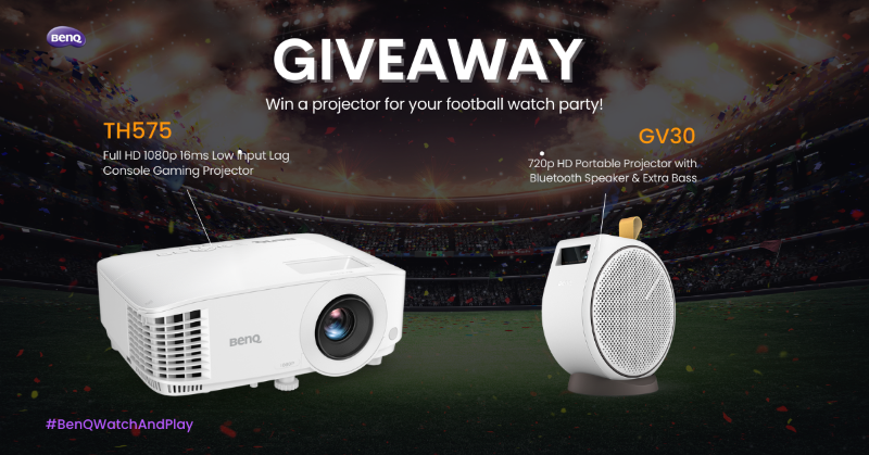 BenQEurope's tweet photo. ⚽🥳 The long awaited football season is around the corner!
Are you a football fan? Join the #giveaway to #win:
🏆 1x #TH575 Full HD 1080p Console Gaming Projector
🏆 1x #GV30 720p HD Portable Projector
#BenQWatchAndPlay