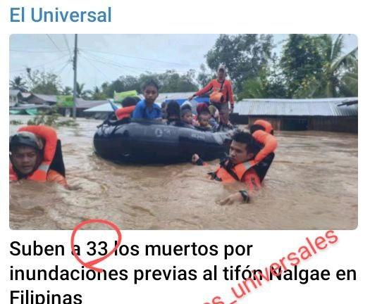 Filipinler'de Nalgae Tayfunu öncesinde sel felaketinde hayatını kaybedenlerin sayısı 33'e yükseldi diyor haberde. ▪️Sellerin arkasında kim var? ✅33 Elitlerin, Şeytanların kodlarını anlayın artık!