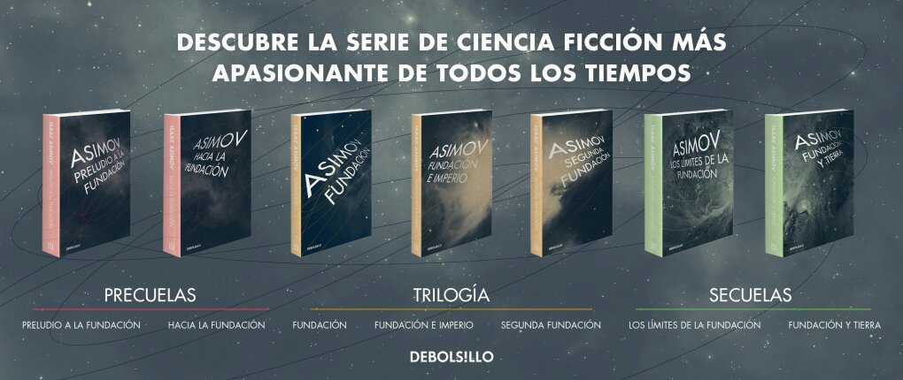 CicloDeTrantor's tweet image. A partir de la trilogía original de la #Fundación, #Asimov añadió dos precuelas  y dos secuelas en años posteriores, que finalmente se conocen como "Saga de la Fundación", que a su vez pertenecen al conjunto "Ciclo de Trantor" junto con otras historias que abarcan 40.000 años