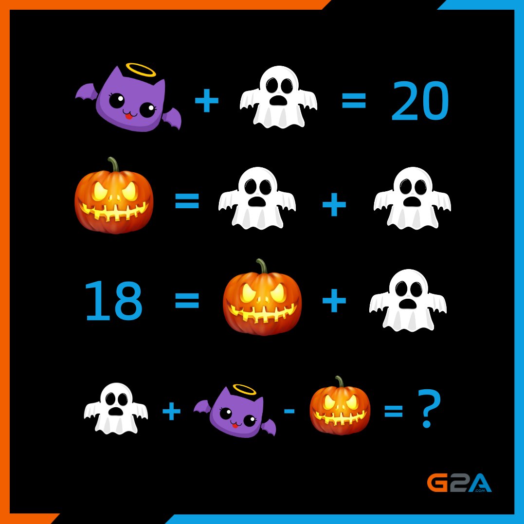 🎃 HALLOWEEN GIVEAWAY! 🎃

$25 / $10 G2A vouchers (global) 🤑

To win:
✅ RT this tweet
✅ Solve the puzzle, comment with #G2Aween and the correct answer

⏰ Ends in 2 Days

#Steam #Gaming #Giveaway #Gamers #GiveawayAlert #Contest #Win #Competition #Game #Halloween #Halloween2022